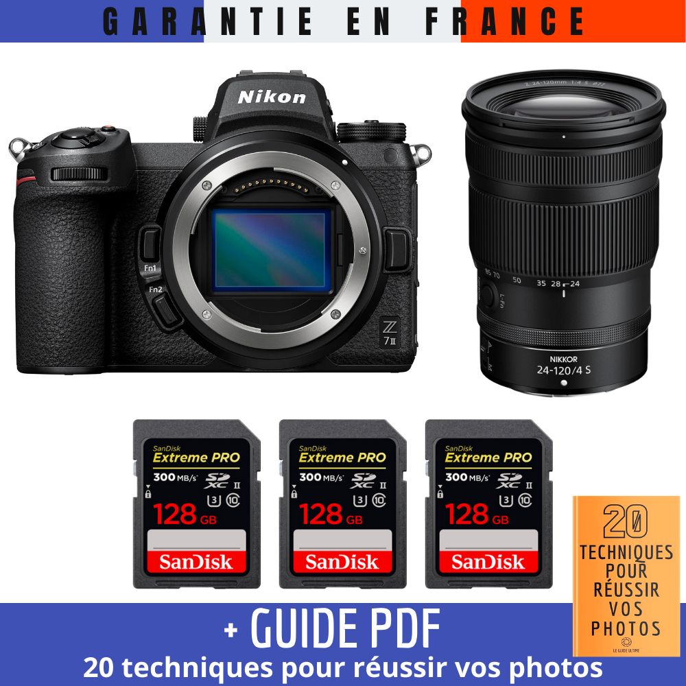 Nikon Z7 II + Z 24 120mm f4 + 3 SanDisk Extreme PRO UHS II SDXC 300 MB/ + Guide PDF 20 TECHNIQUES POUR RÉUSSIR VOS PHOTOS