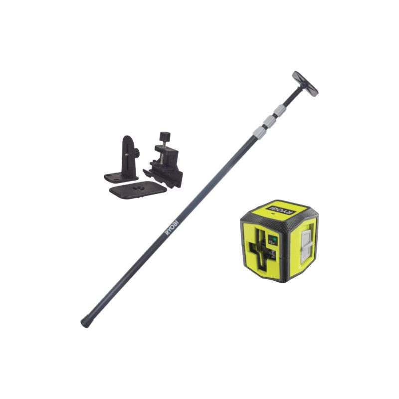 Pack RYOBI Laser croix 10m de porté 0 5mm de précision RBCLLR1 Canne télescopique 320cm RBCLTP1 - vue 2