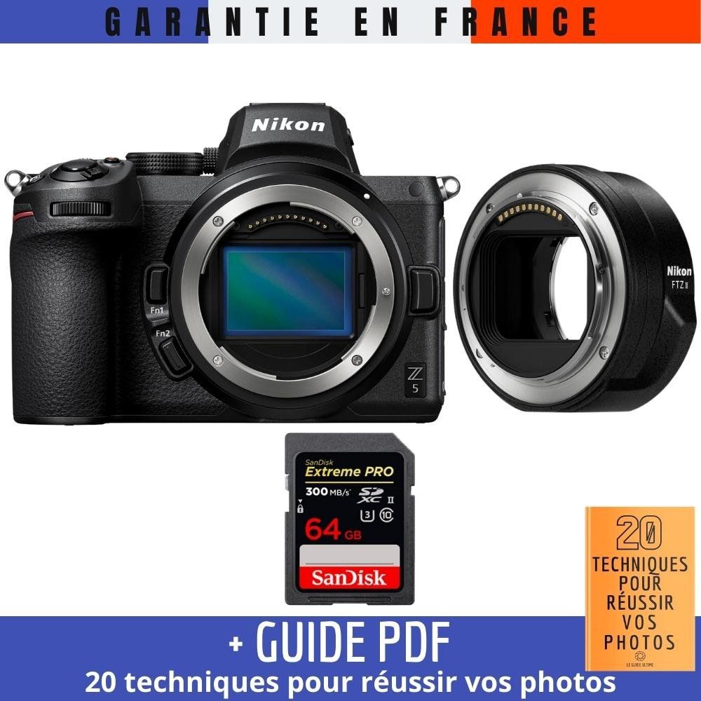 Nikon Z5 Nu + FTZ II + 1 SanDisk Extreme PRO UHS II SDXC 300 MB/ + Guide PDF 20 TECHNIQUES POUR RÉUSSIR VOS PHOTOS