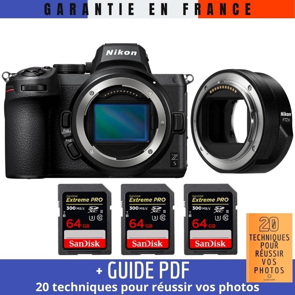 Nikon Z5 Nu + FTZ II + 3 SanDisk Extreme PRO UHS II SDXC 300 MB/ + Guide PDF 20 TECHNIQUES POUR RÉUSSIR VOS PHOTOS