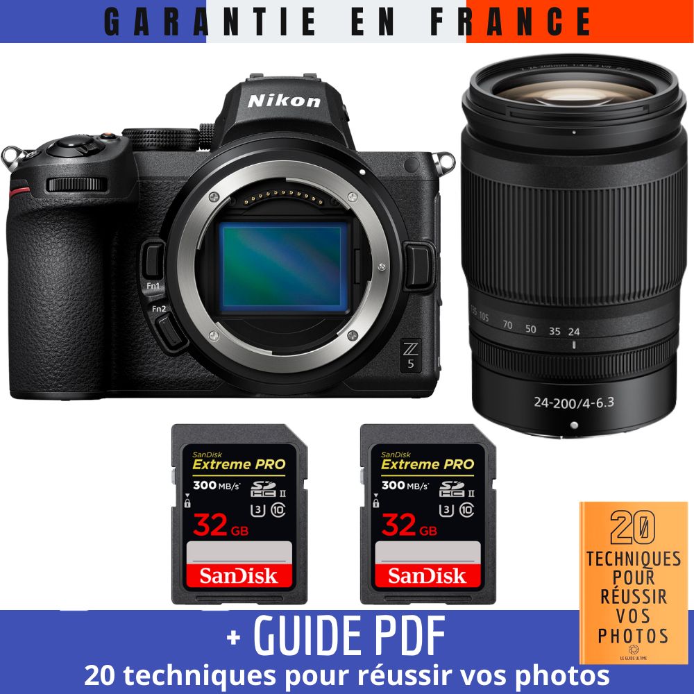 Nikon Z5 + Z 24 200mm f4 6.3 VR + 2 SanDisk Extreme PRO UHS II SDXC 300 MB/ + Guide PDF 20 TECHNIQUES POUR RÉUSSIR VOS PHOTOS - vue 2