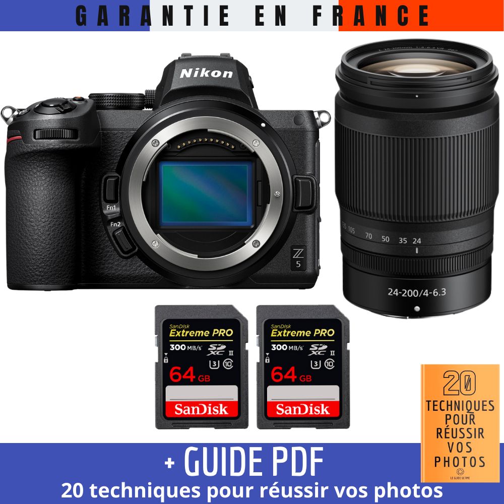 Nikon Z5 + Z 24 200mm f4 6.3 VR + 2 SanDisk Extreme PRO UHS II SDXC 300 MB/ + Guide PDF 20 TECHNIQUES POUR RÉUSSIR VOS PHOTOS - vue 3