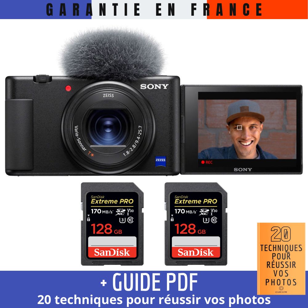 Sony ZV 1 + 2 SanDisk Extreme PRO UHS I SDXC 170 MB/ + Guide PDF 20 TECHNIQUES POUR RÉUSSIR VOS PHOTOS - vue 3