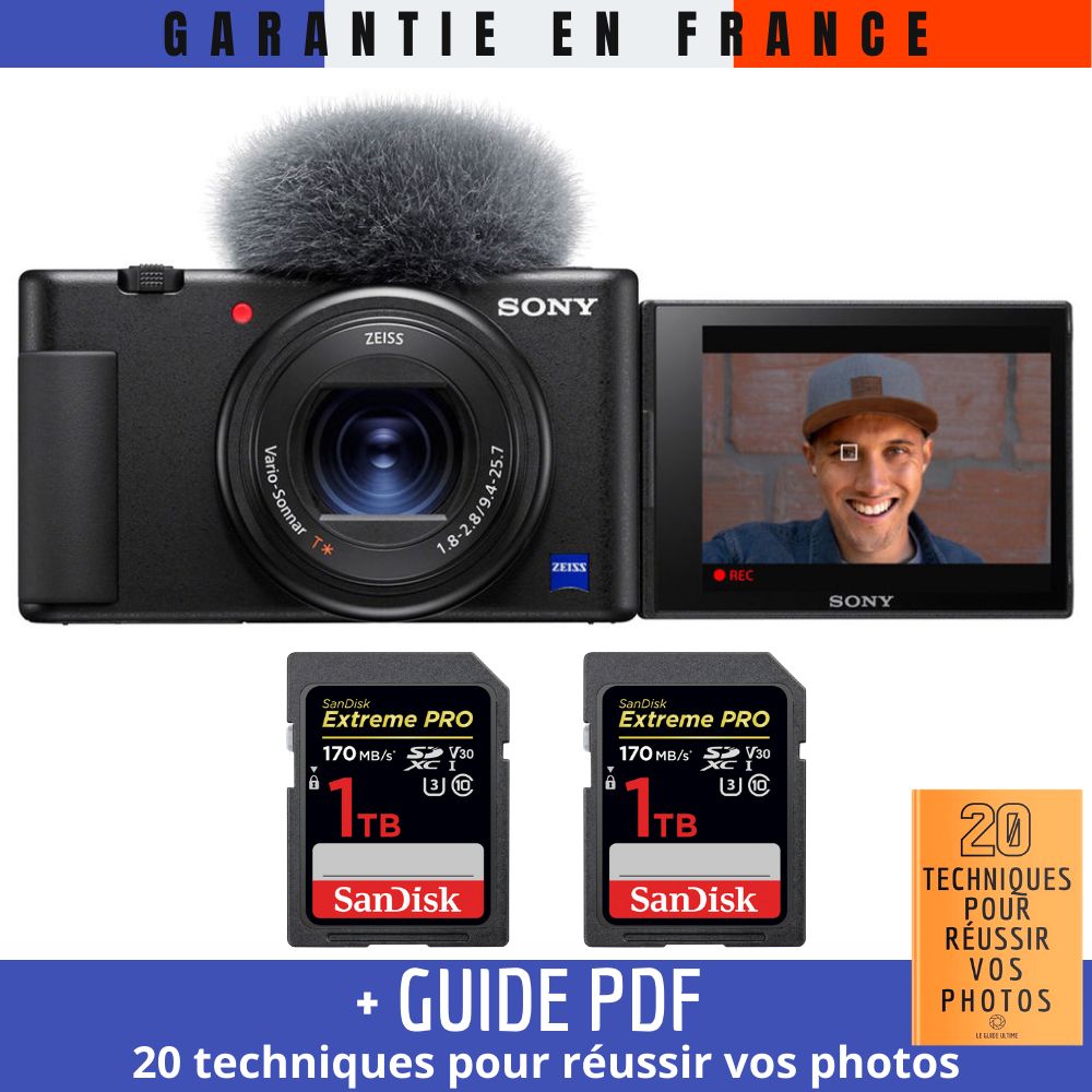 Sony ZV 1 + 2 SanDisk Extreme PRO UHS I SDXC 170 MB/ + Guide PDF 20 TECHNIQUES POUR RÉUSSIR VOS PHOTOS - vue 2