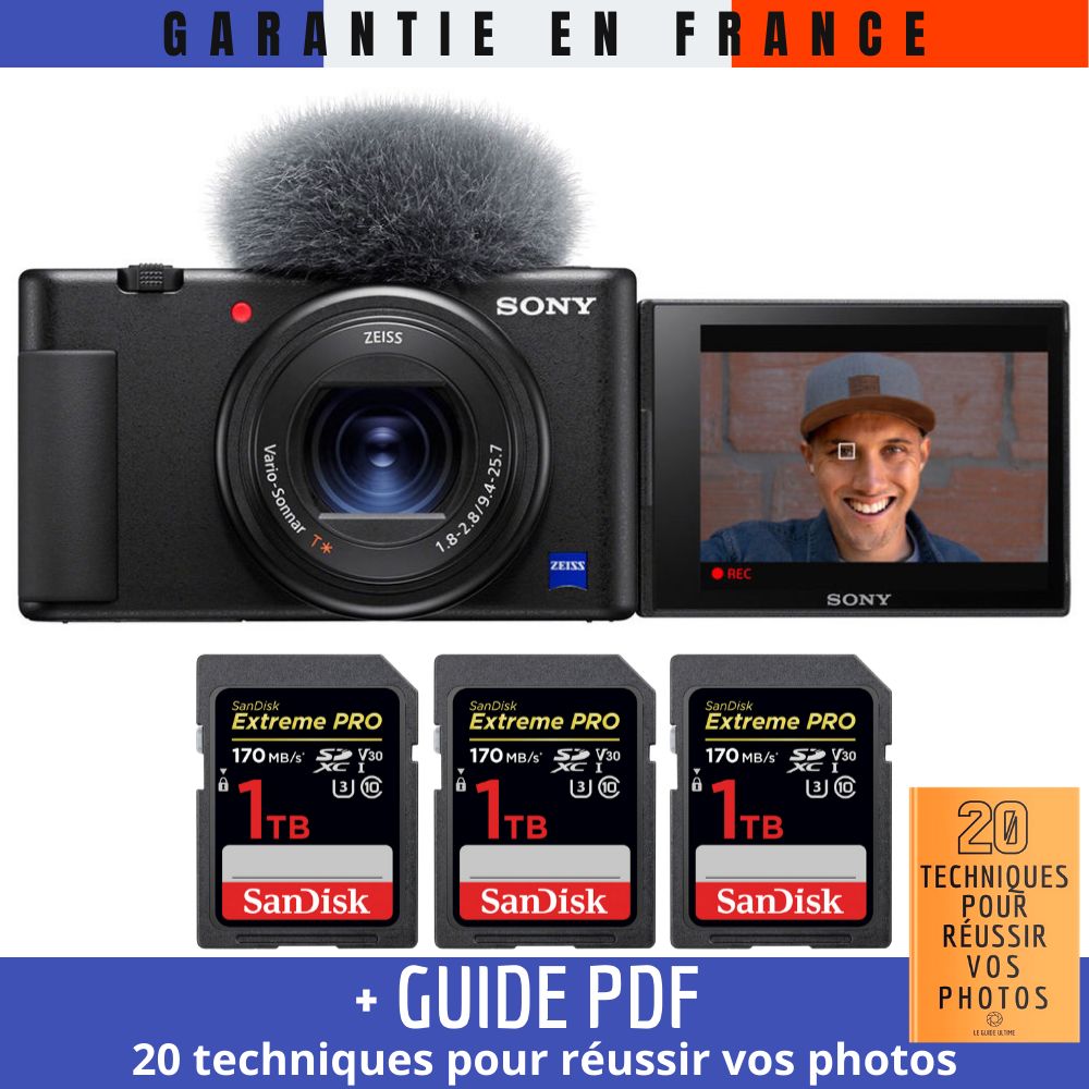 Sony ZV 1 + 3 SanDisk Extreme PRO UHS I SDXC 170 MB/ + Guide PDF 20 TECHNIQUES POUR RÉUSSIR VOS PHOTOS - vue 3