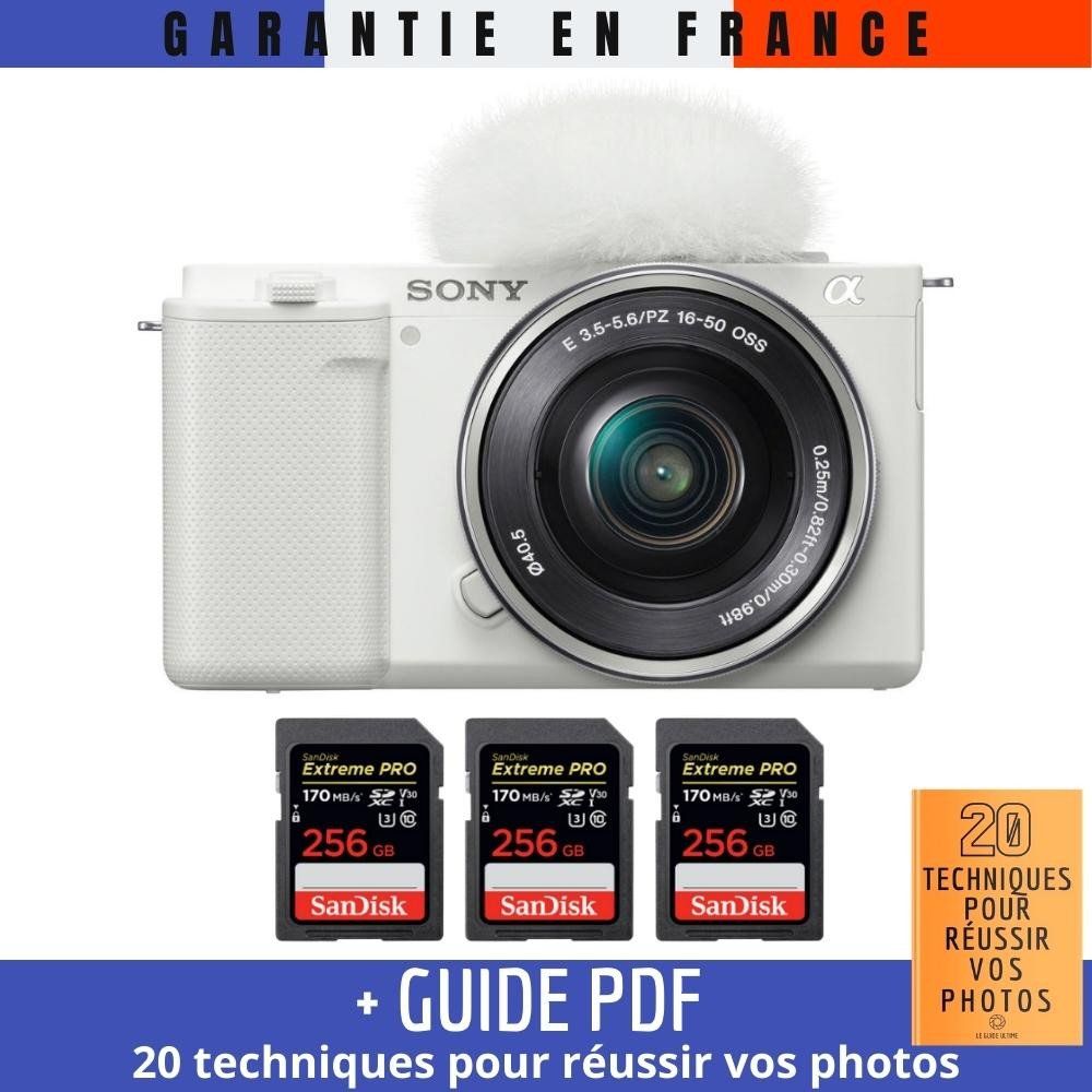 Sony ZV E10 + 16 50mm + 3 SanDisk Extreme PRO UHS I 170 MB/ + Guide PDF 20 TECHNIQUES POUR RÉUSSIR VOS PHOTOS