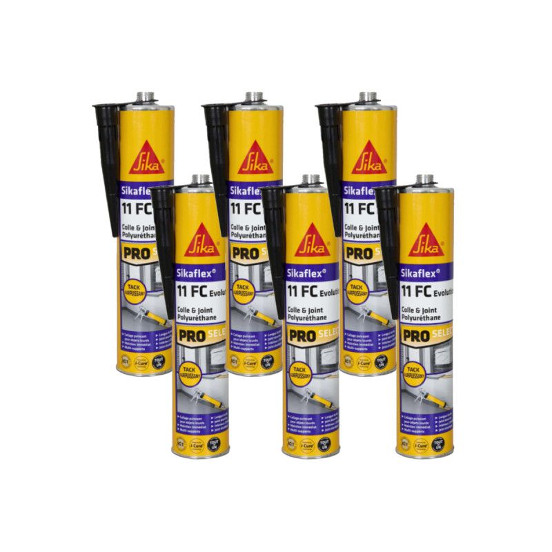 Lot de 6 mastics colle SIKA Sikaflex 11 FC+ Evolution - Noir - 300ml