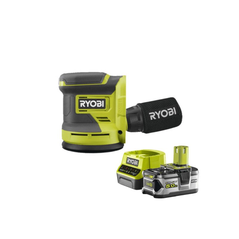 Pack RYOBI Ponceuse excentrique 18V One+ RROS18 0 1 Batterie 5.0Ah 1 Chargeur rapide RC18120 150