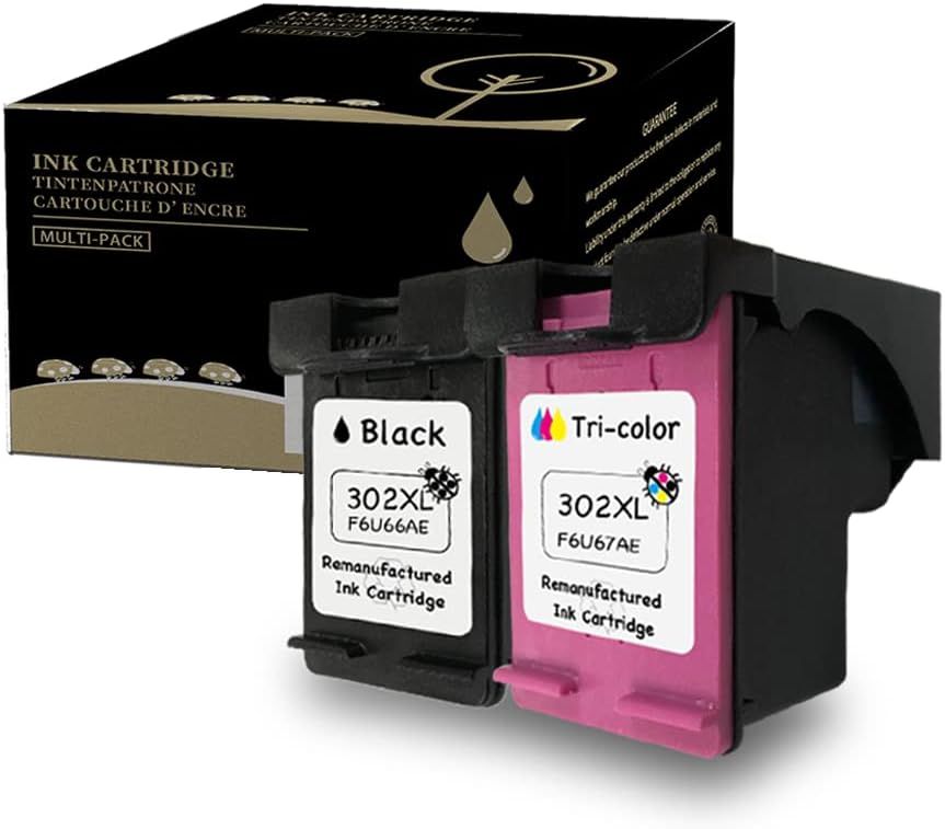 Lot de 2 Cartouches d'encre Compatible avec HP 302XL Cartouch 302 pour HP Deskjet 2130 2132 3630 3633 3639 3830 HP Envy 4512 4516 4520 4522 4523 4525 Officejet 3830 3832 3835 4652 4654 4656 5230