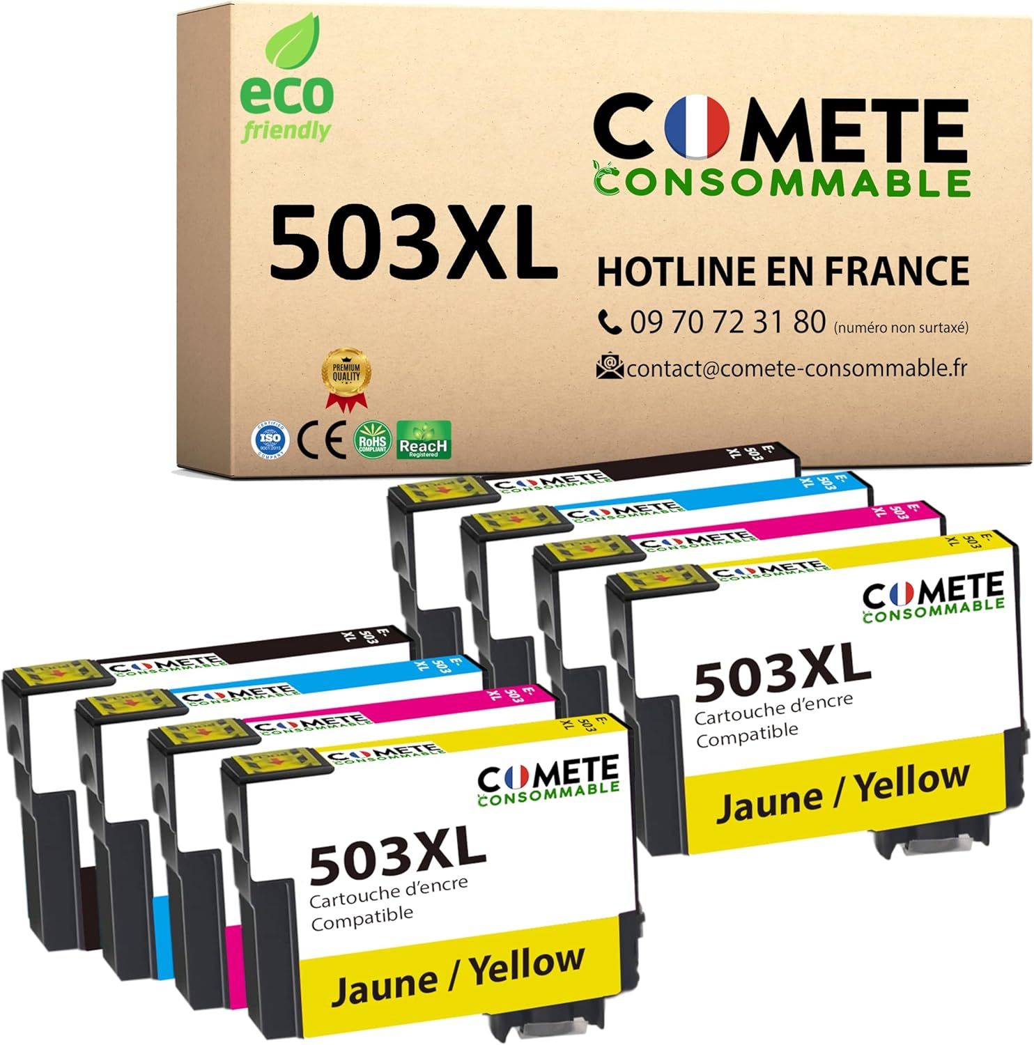 503XL - 8 Cartouches d'encre Compatibles avec Epson 503 XL Piment - pour Cartouche Epson 503 Expression Home XP 5200 XP 5205 WF 2960 (2 Noirs 2 Cyan 2 Magenta 2 Jaunes)