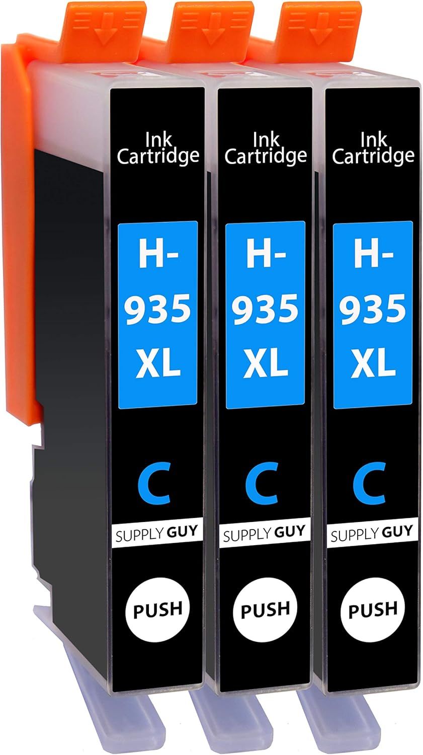 3 Cartouches d'encre compatibles avec HP 935 935XL, Cartouche Cyan pour HP OfficeJet 6200 6230 6235 6239 6800 6812 6815 6820 6822 6825 6830 6835