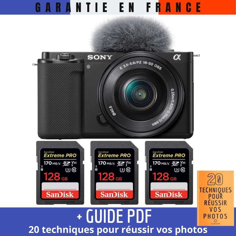 Sony ZV E10 + 16 50mm + 3 SanDisk Extreme PRO UHS I SDXC 170 MB/ + Guide PDF 20 techniques pour réussir vos photos - vue 4