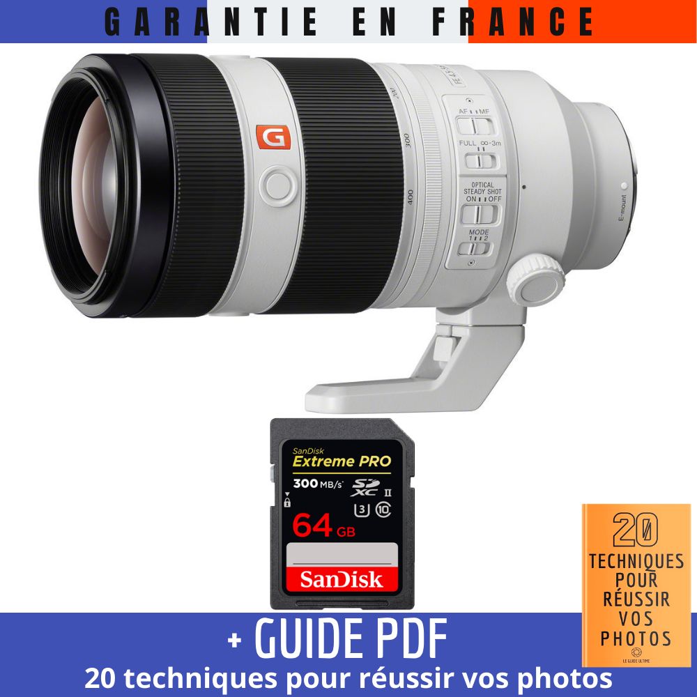 Sony FE 100 400mm f4.5 5.6 GM OSS + 1 SanDisk UHS II 300 MB/ + Guide PDF 20 techniques pour réussir vos photos