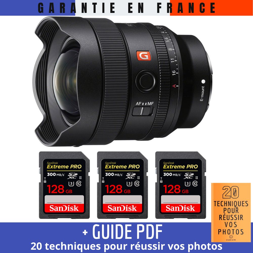 Sony FE 14mm f1.8 GM + 3 SanDisk UHS II 300 MB/ + Guide PDF 20 techniques pour réussir vos photos