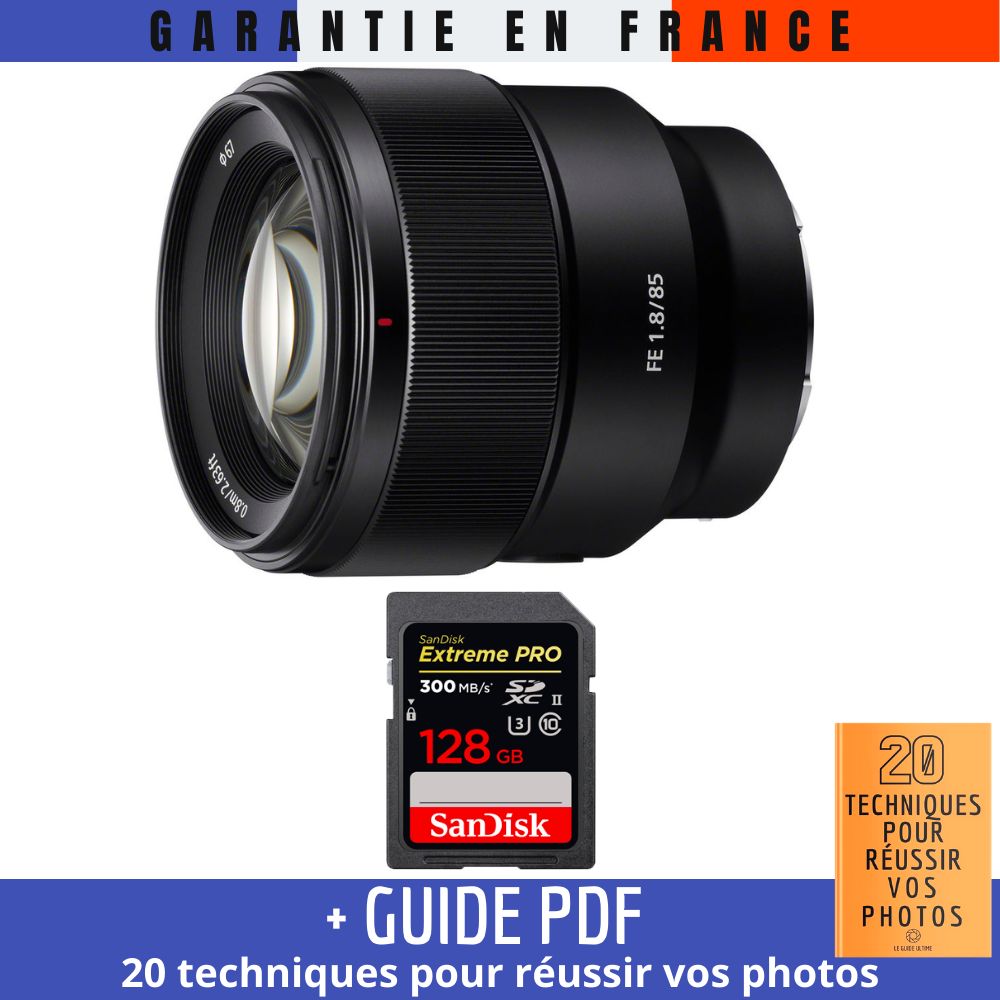 Sony FE 85mm f1.8 + 1 SanDisk Extreme PRO UHS II SDXC 300 MB/ + Guide PDF 20 techniques pour réussir vos photos - vue 3