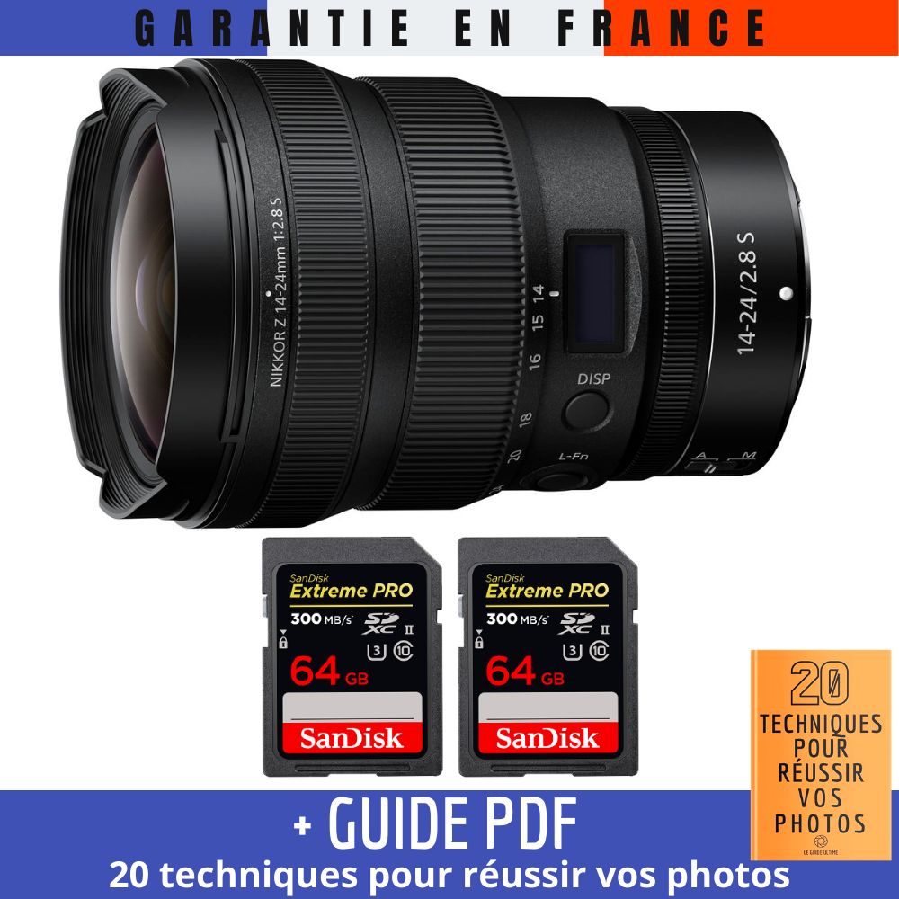 Nikon Z 14 24mm f2.8 + 2 SanDisk UHS II 300 MB/ + Guide PDF 20 techniques pour réussir vos photos - vue 2
