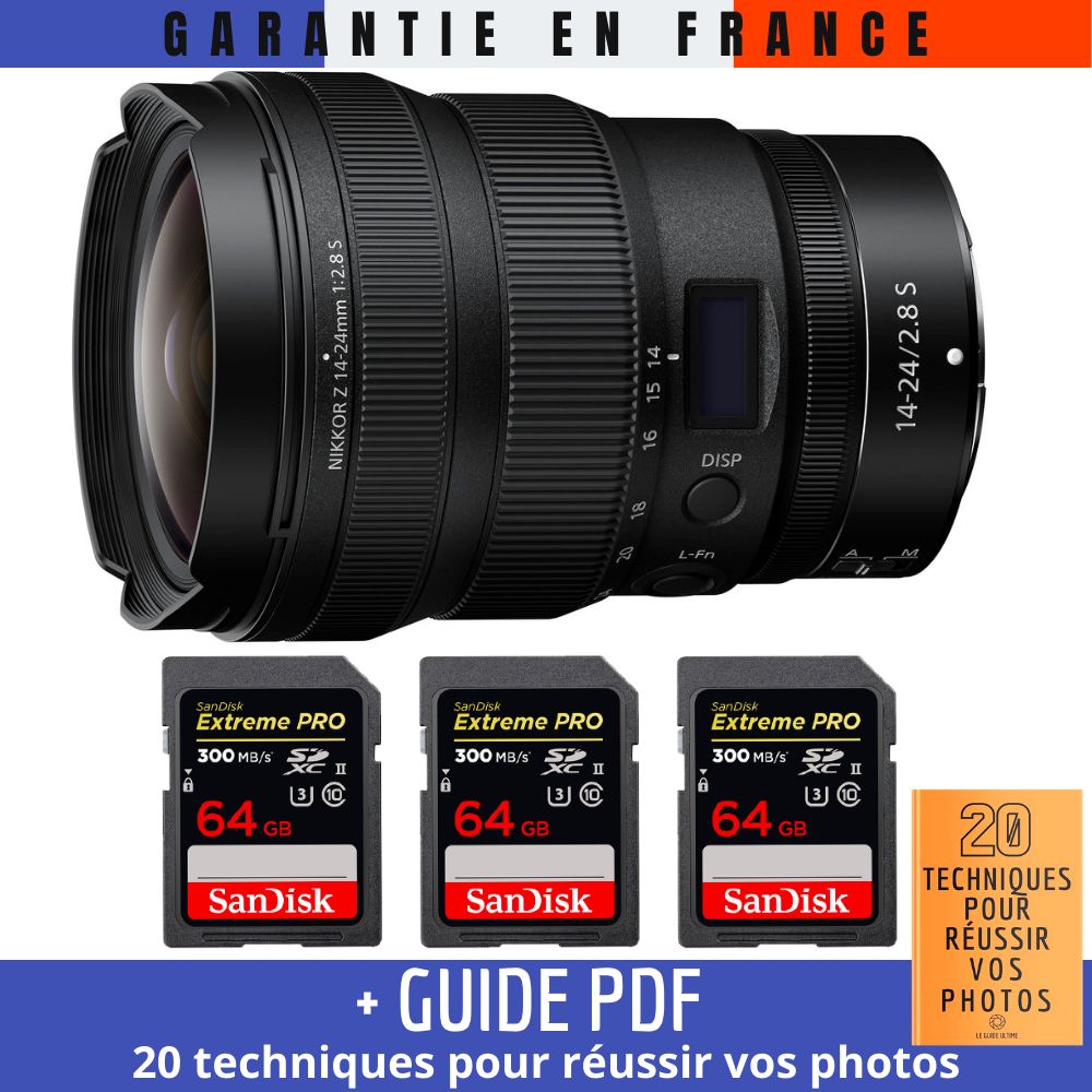 Nikon Z 14 24mm f2.8 + 3 SanDisk UHS II 300 MB/ + Guide PDF 20 techniques pour réussir vos photos - vue 2
