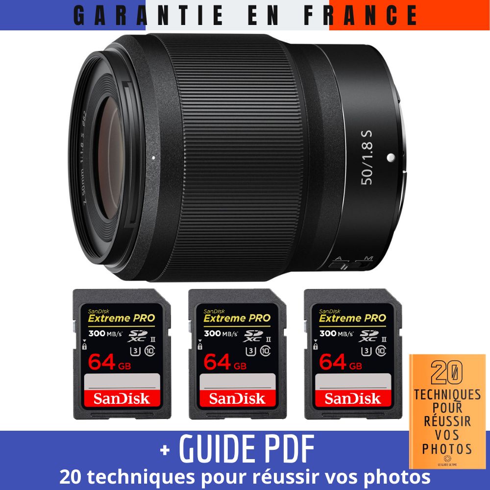 Nikon Z 50mm f1.8 + 3 SanDisk UHS II 300 MB/ + Guide PDF 20 techniques pour réussir vos photos - vue 2