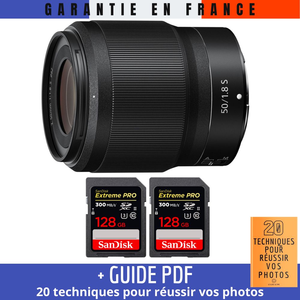 Nikon Z 50mm f1.8 + 2 SanDisk UHS II 300 MB/ + Guide PDF 20 techniques pour réussir vos photos - vue 2