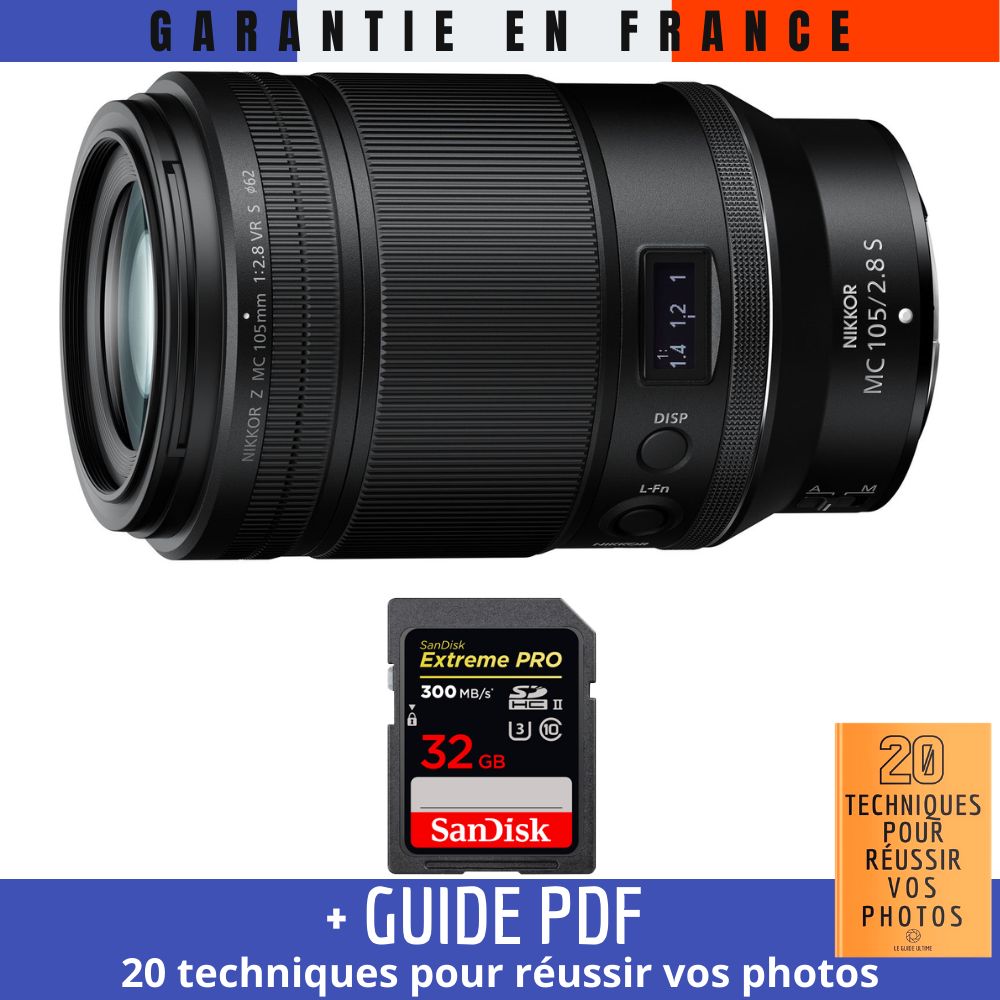 Nikon Z MC 105mm f2.8 VR Macro + 1 SanDisk UHS II 300 MB/ + Guide PDF 20 techniques pour réussir vos photos - vue 2