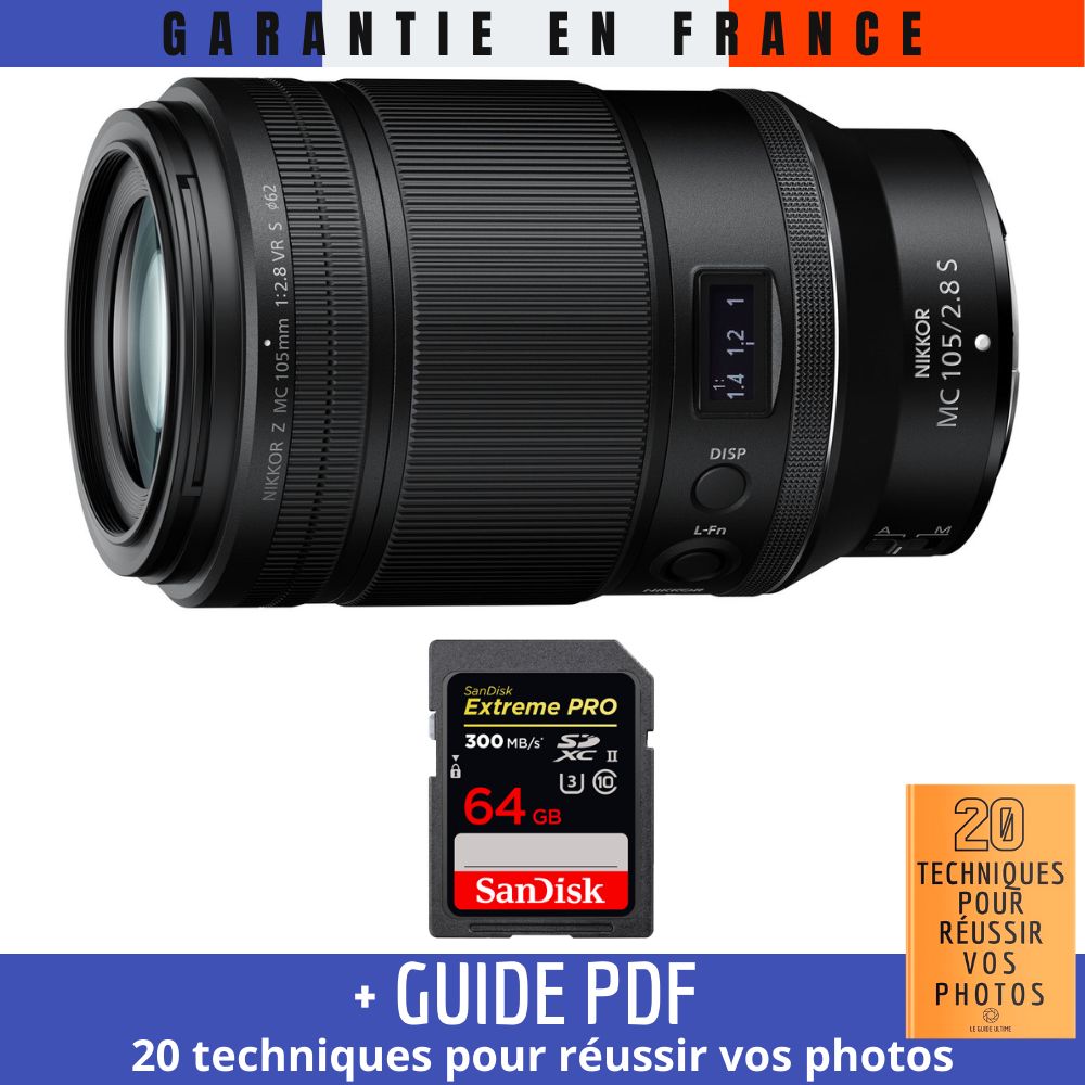 Nikon Z MC 105mm f2.8 VR Macro + 1 SanDisk UHS II 300 MB/ + Guide PDF 20 techniques pour réussir vos photos - vue 3
