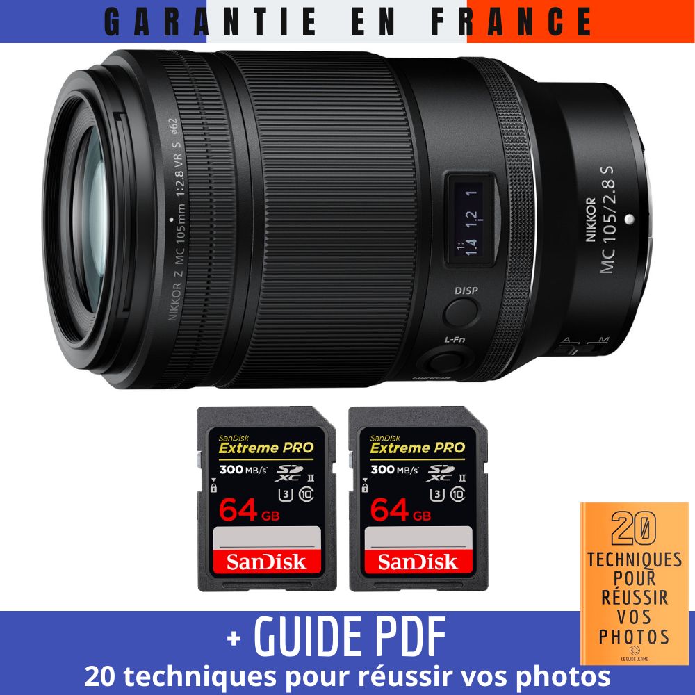 Nikon Z MC 105mm f2.8 VR Macro + 2 SanDisk UHS II 300 MB/ + Guide PDF 20 techniques pour réussir vos photos - vue 3