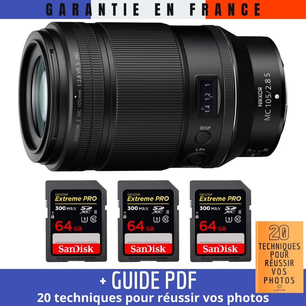 Nikon Z MC 105mm f2.8 VR Macro + 3 SanDisk UHS II 300 MB/ + Guide PDF 20 techniques pour réussir vos photos - vue 2