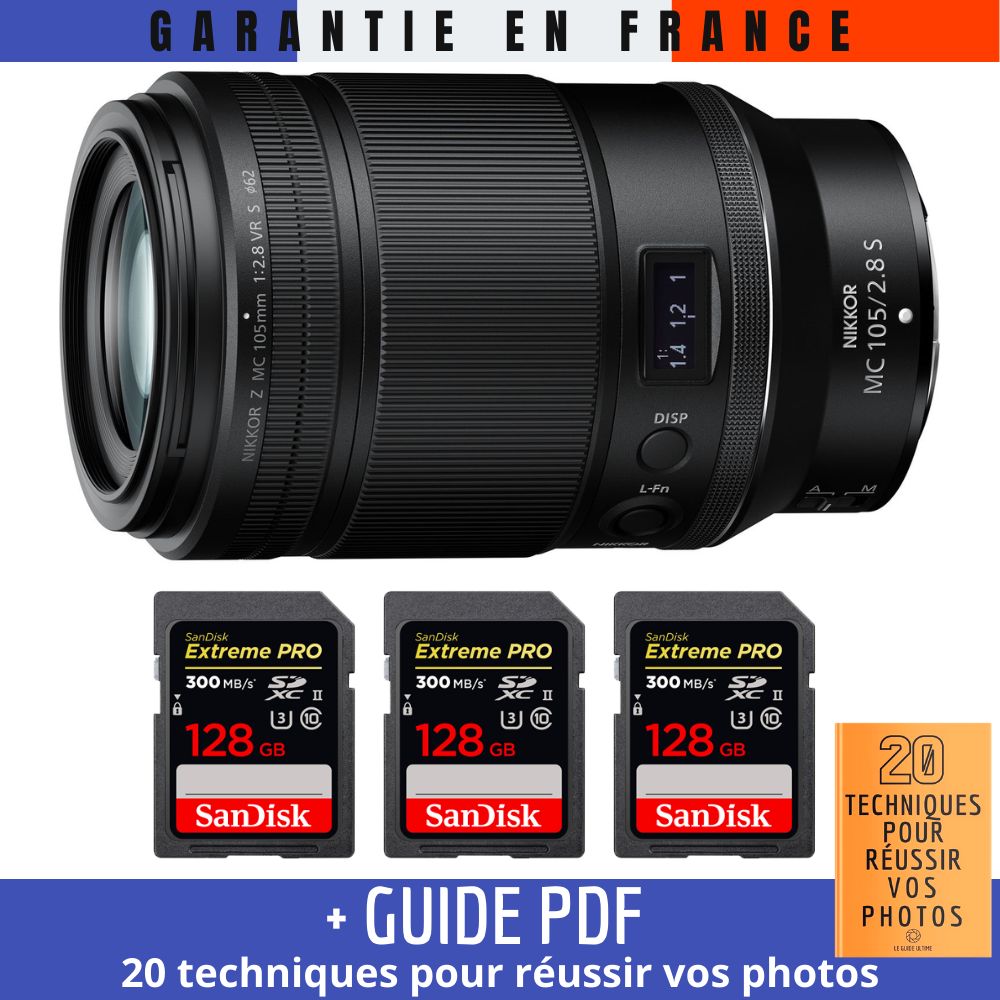 Nikon Z MC 105mm f2.8 VR Macro + 3 SanDisk UHS II 300 MB/ + Guide PDF 20 techniques pour réussir vos photos - vue 3