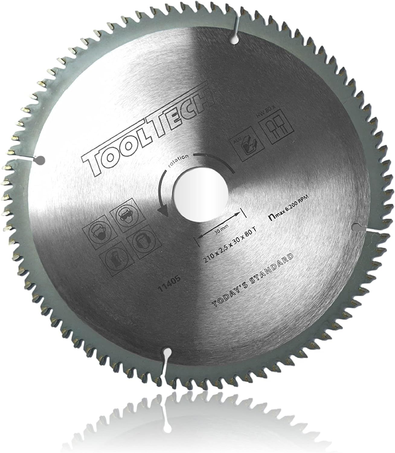 Lame de scie circulaire professionnelle - 210 x 30 mm - Pour métal HM NE - 80 Z - 3 anneaux de réduction (2 lames de scie circulaire)