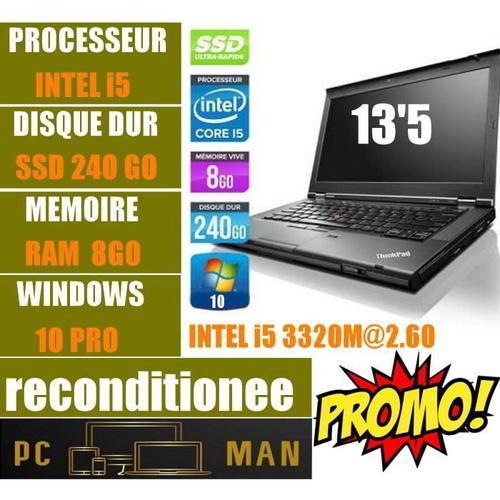 Lenovo Thinkpad T430 14" Intel Core i5 -332M Cpu 2.60 Ghz Ram 8 Go SSD 240 Go Windows 10 Pro WiFi Ordinateur Portable Vendu Avec