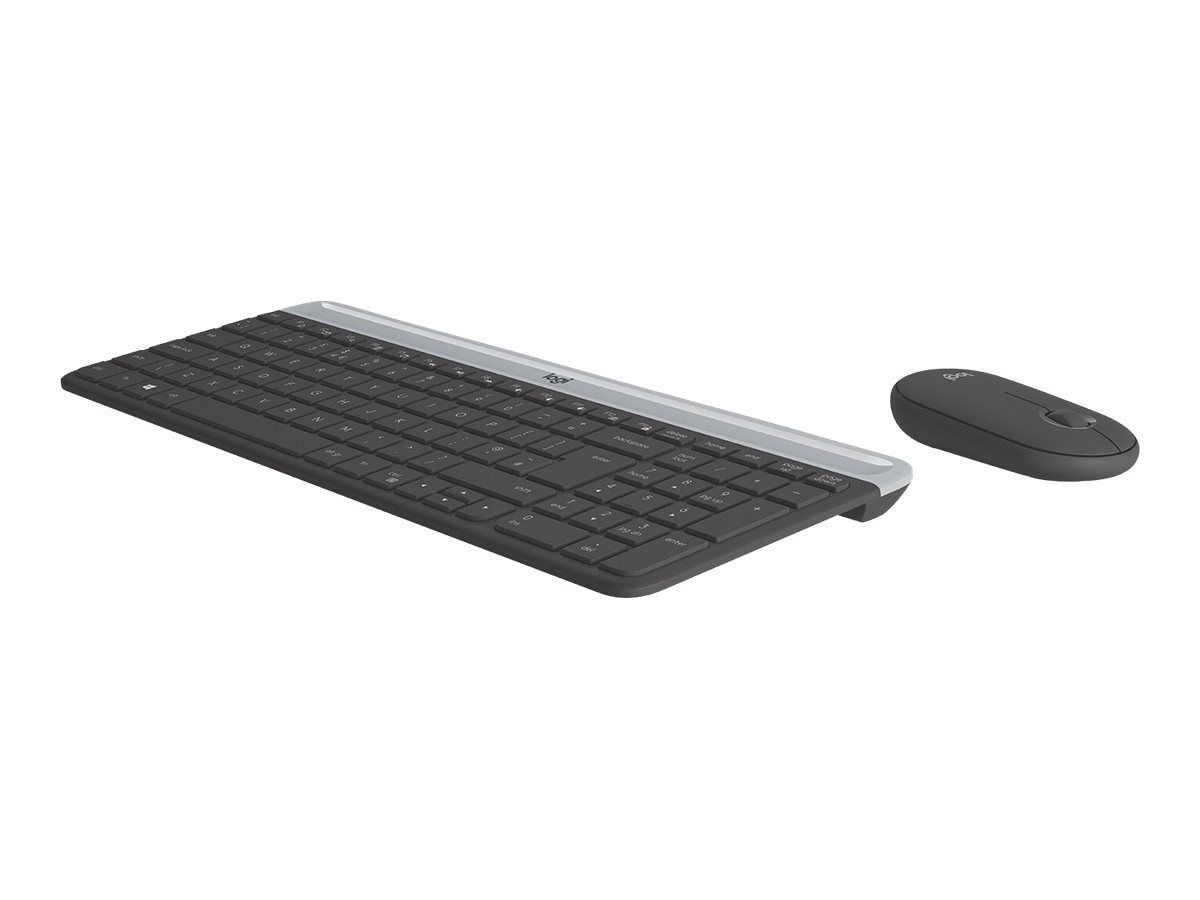 Logitech Slim Wireless Combo MK470 - Ensemble clavier et souris - sans fil - 2.4 GHz - QWERTZ - Suisse - graphite