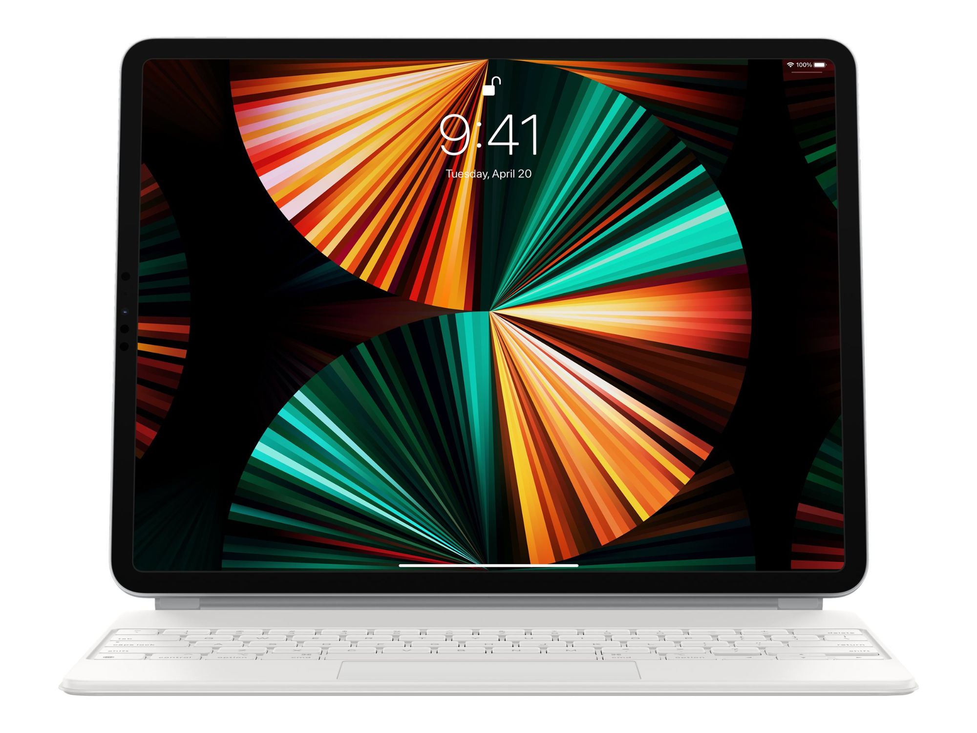 Apple Magic Keyboard - Clavier et étui - avec trackpad - rétroéclairé - Apple Smart connector - QWERTY - R.-U. - blanc - pour 12.9-inch iPad Pro (3rd generation, 4th generation, 5th generation...