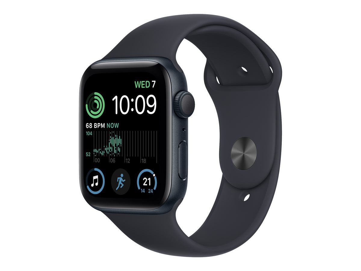 Apple Watch SE (GPS) 2e génération - Montre connectée 44 mm boîtier aluminium avec bracelet sport noir minuit