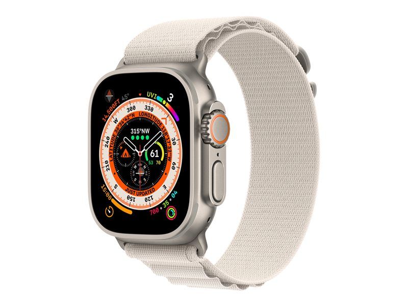 Apple Watch Ultra - Boîtier 49 mm Titane avec Bracelet Nylon Crème de taille M