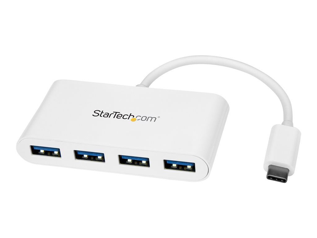 StarTech.com Hub USB C Hub USB 3.0 à 4 ports compact USB C vers 4x USB A Adaptateur USB C Alimenté par bus HB30C4ABW Concentrateur hub 4 x SuperSpeed USB 3.0 de bureau