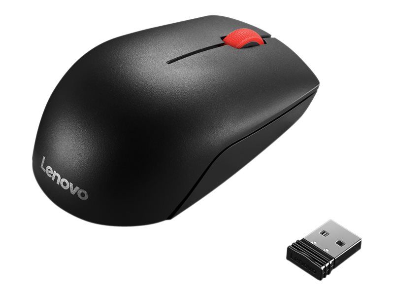 Lenovo Essential Compact - Souris - droitiers et gauchers - 3 boutons - sans fil - 2.4 GHz - récepteur sans fil USB - noir - OEM