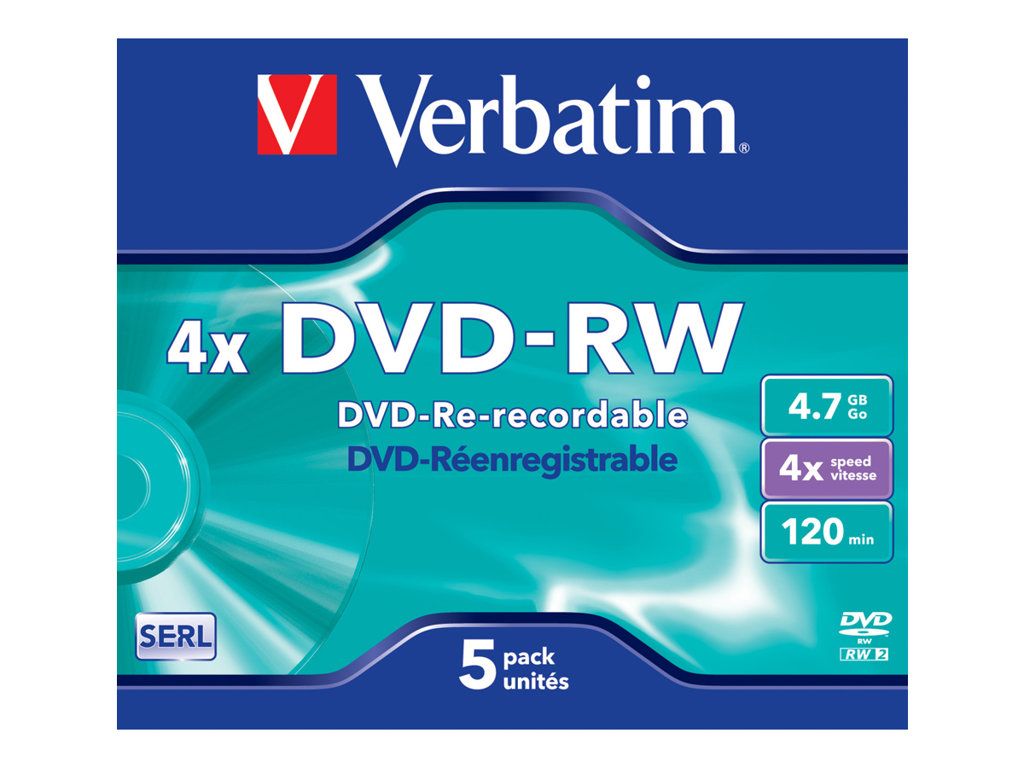 Verbatim DVD RW 4.7 Go 4x par 5 boite - vue 2