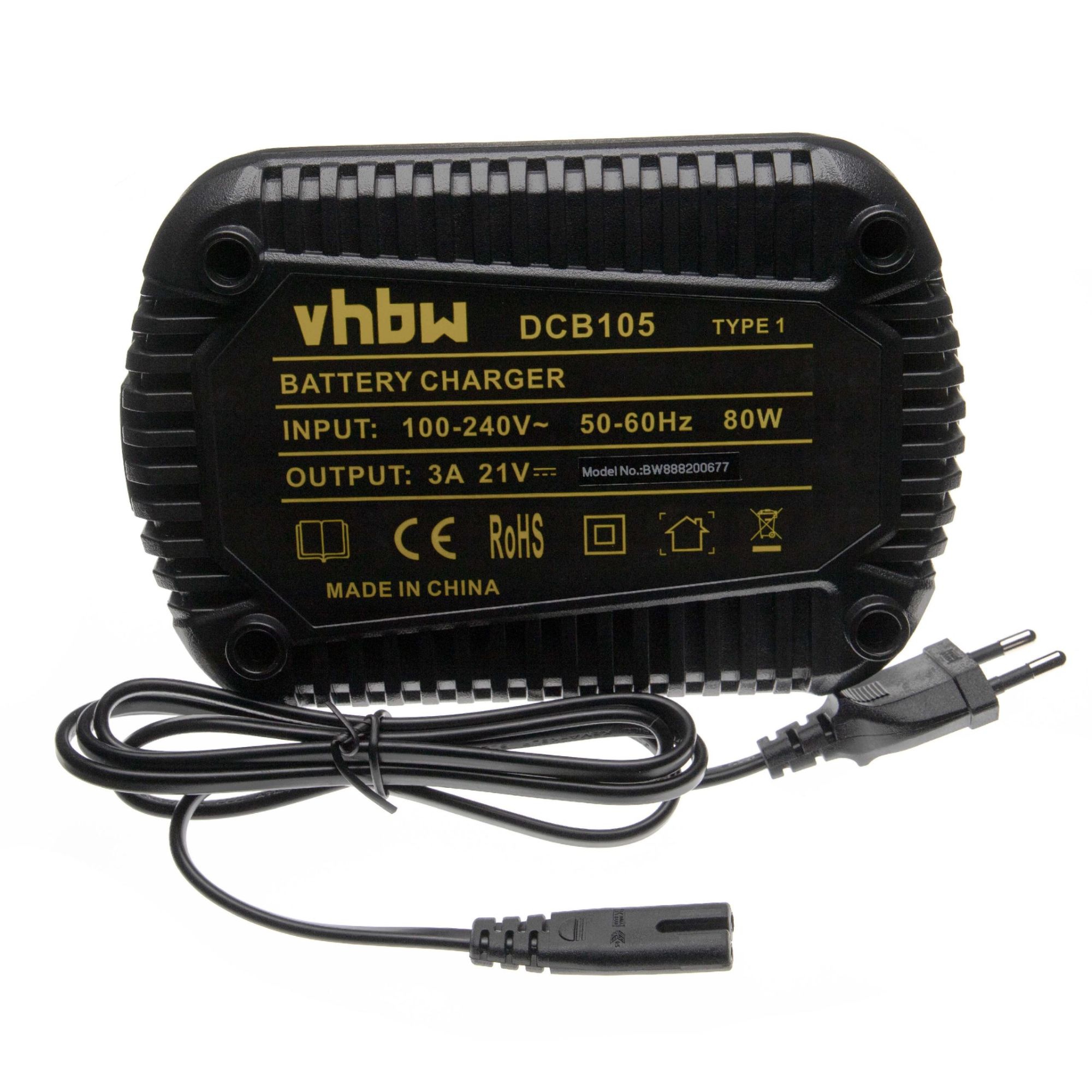 vhbw Chargeur compatible avec Dewalt DCH273N, DCHJ061, DCH253N, DCHJ060B, DCH273, DCHJ060C1, DCH274, DCHJ060, DCH283 batteries Li-ion d'outils