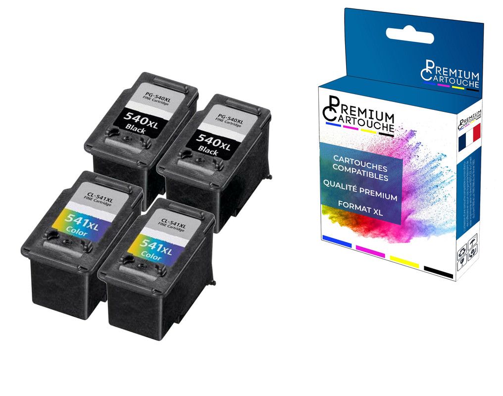 PREMIUM CARTOUCHE - 4 Cartouche compatible pour CANON PG-540XL (x2) + CL-541XL (x2) Noir + Couleur Canon Pixma MG 2100 Series MG 2250 MG 3100 Series