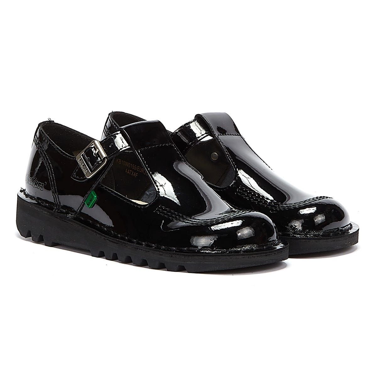 Kickers Kick Aztec Patent Chaussures Noires Pour Femmes