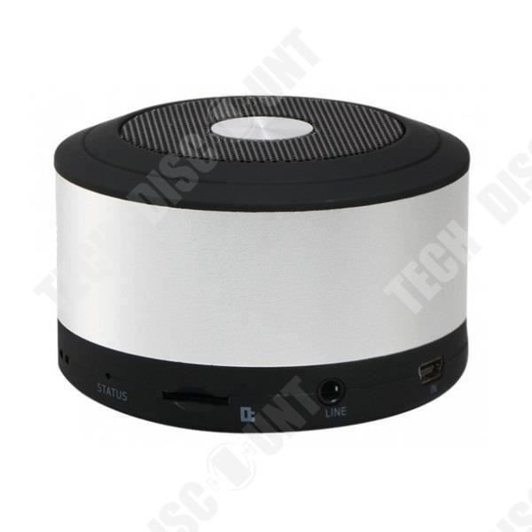 TD® MINI-ENCEINTE HAUT-PARLEUR BLUETOOTH - LECTEUR MP3 VIA MICRO-SDHC 32GO MAX POUR TÉLÉPHONES, TABLETTES... (ARGENTÉ)