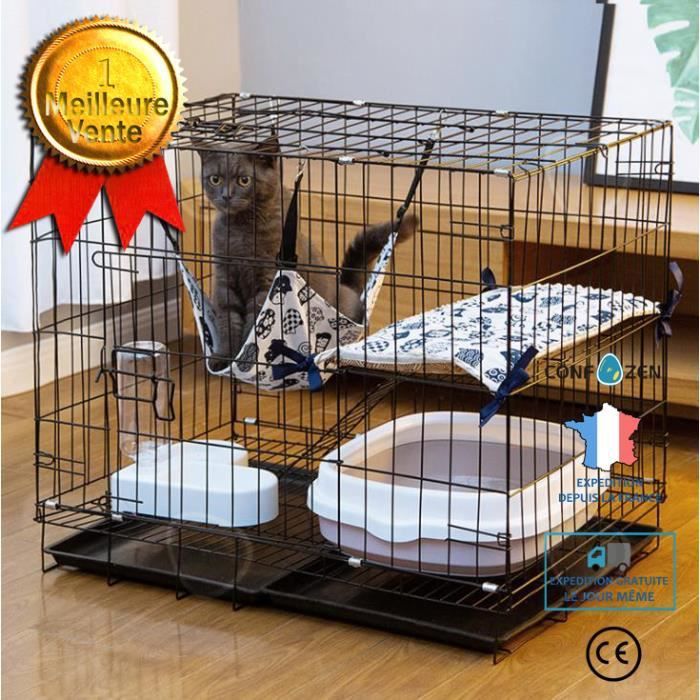 Comparer les prix de Confo® Cage À Chat Pliante À Deux Étages Grand Espace Libre Ménage Cage À Chat Intérieure Chat Villa Litière Pour Chat Cage À Lapin