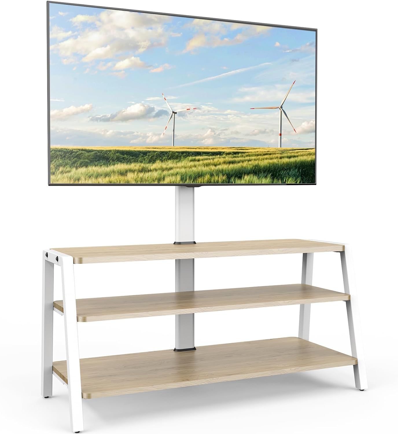 Meuble TV avec Support TV 3 Etagères pour Ecran de 37 à 70 Pouces Hauteur Réglable sur 6 Niveaux VESA . 600x400mm