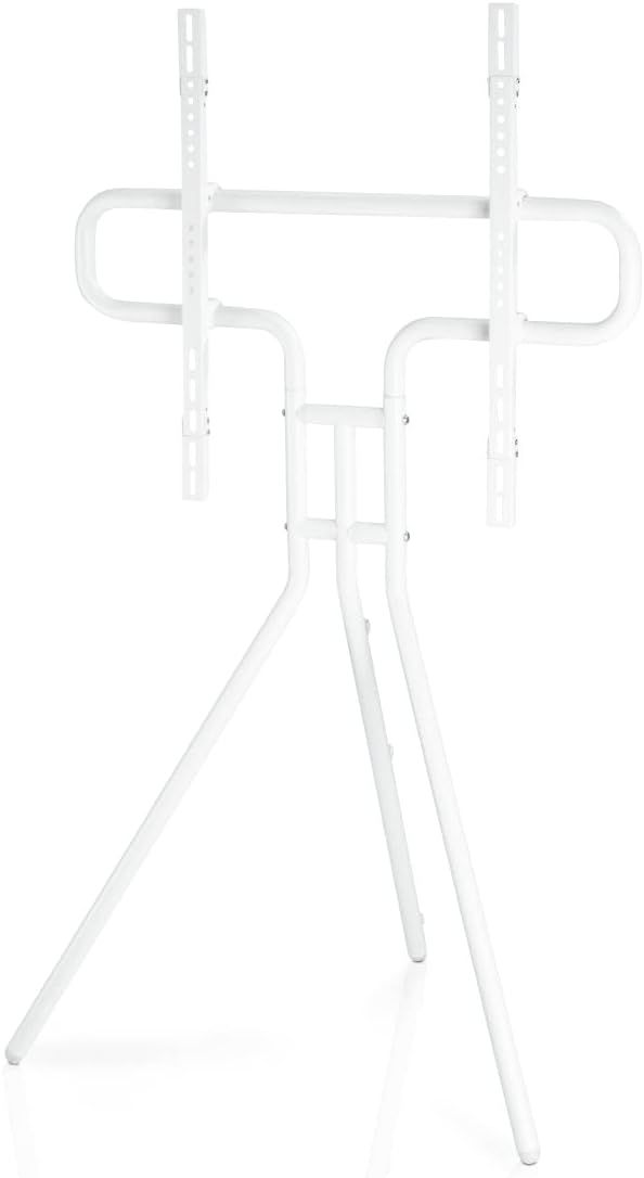 Support TV Design Chevalet pour téléviseur de 37 à 75"" - 94 à 191cm (Hauteur réglable, Acier laqué, Compact Moderne et Contemporain, Compatible VESA) Blanc