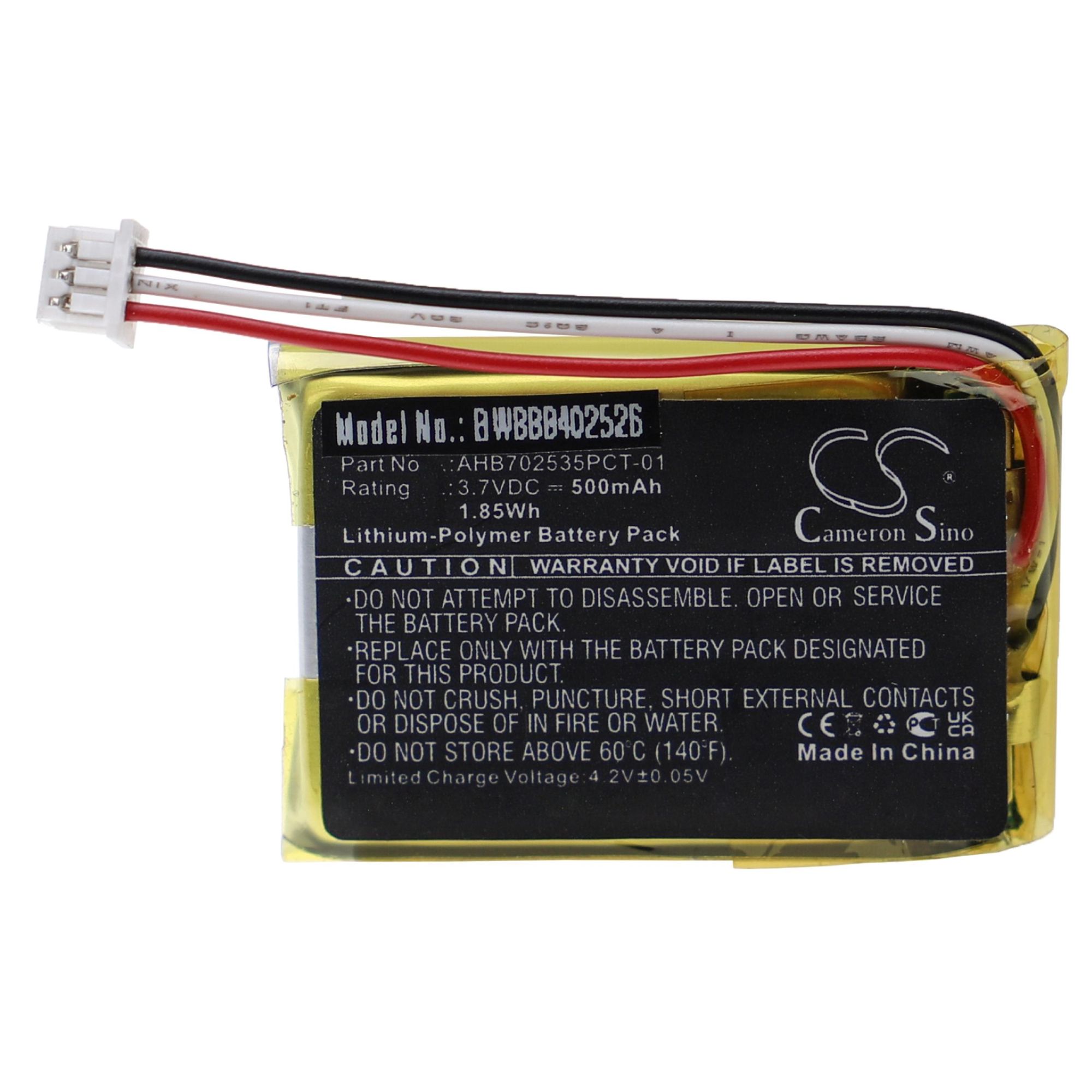 vhbw Batterie compatible avec Sennheiser Momentum 3 Wireless M3AEBT casque audio écouteurs sans fil 500mAh 3 7V Li polymère