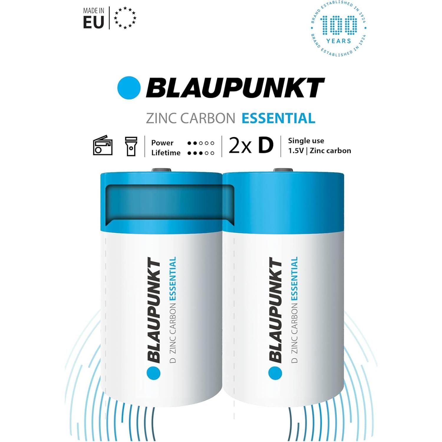 BLAUPUNKT Piles D Zinc Essential R20 lot de 2