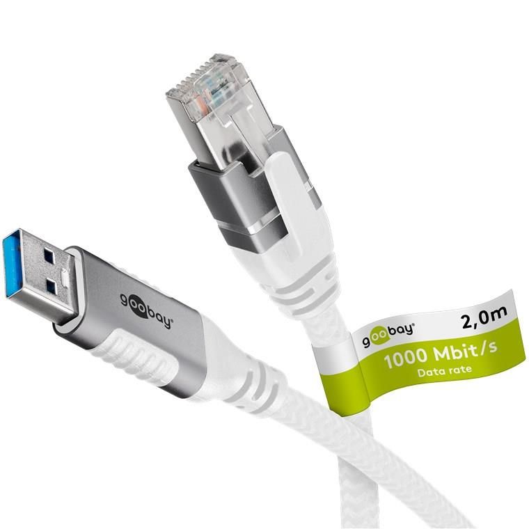 Goobay Câble Ethernet USB-A 3.0 vers RJ45, 2 m