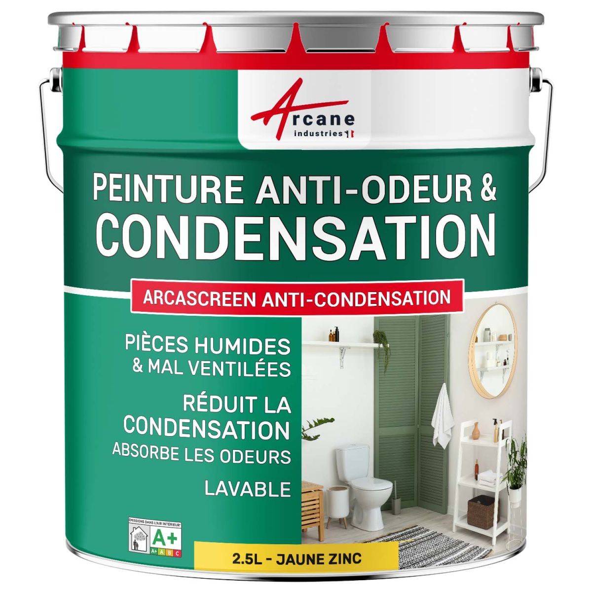 Peinture anti condensation anti odeur moisissure Jaune Zinc - RAL 1018 2.5 L