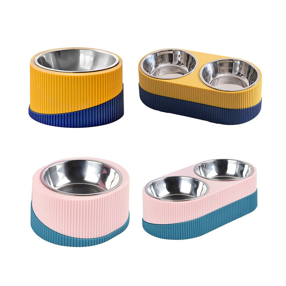 Double Bol En Acier Inoxydable Pour Chat Et Chien, Alimentation Lente, Bol D'eau Antidérapant, Support Pour Chats Et Chiens