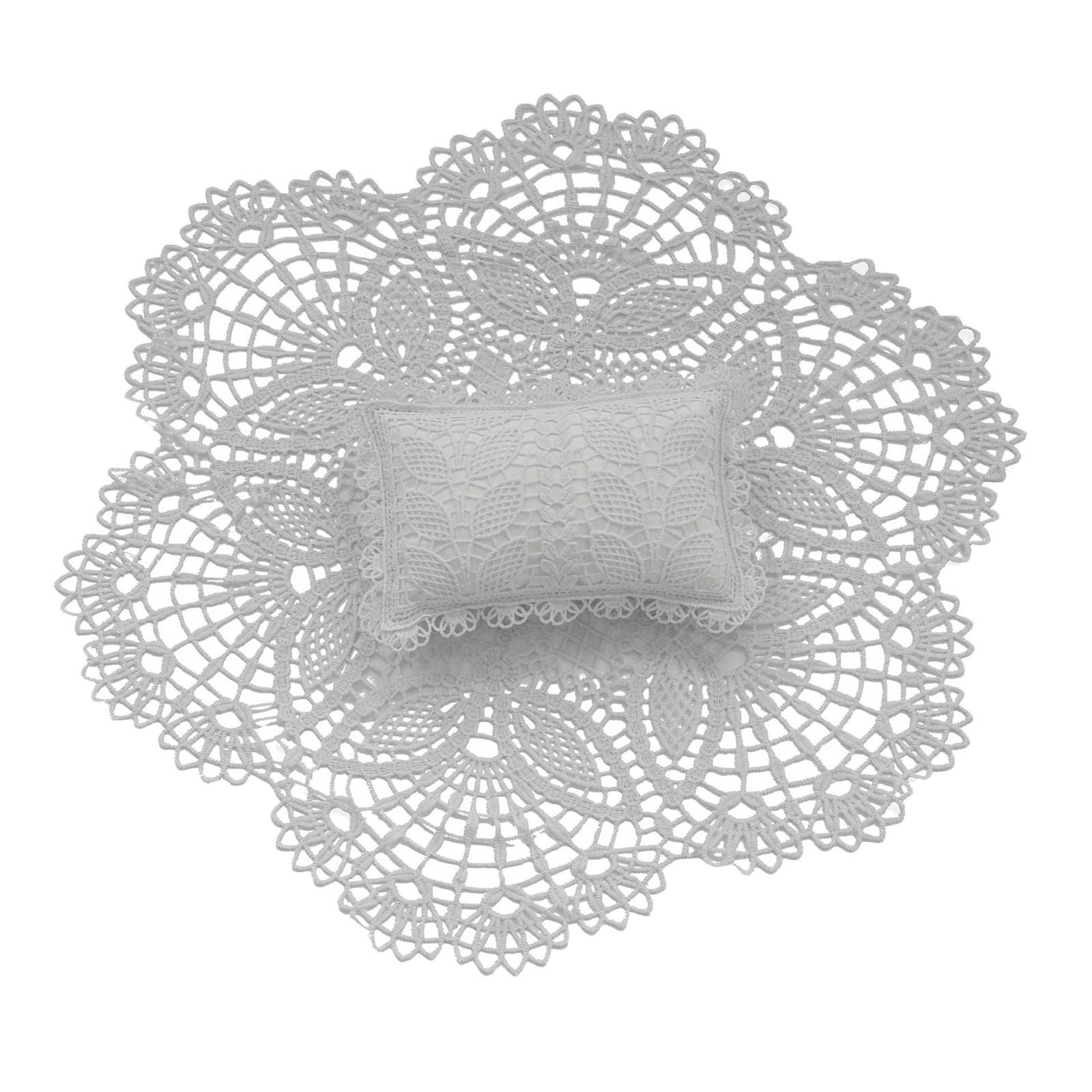  - Nouveau-Né Bébé Photographie Props Tapis Oreiller Dentelle Garniture Photo Costume Panier Remplisseur Pour Infant Shoot Accessoires Photo Studio Blanc
